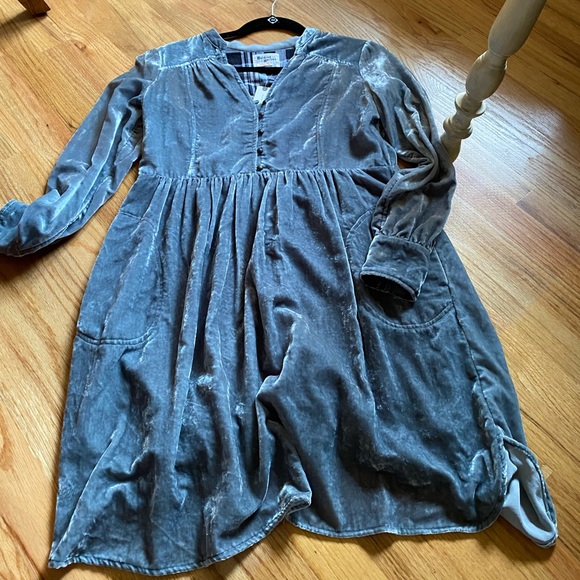 Anthropologie Dresses & Skirts - Anthropologie Blue Grey Velvet Dress Sz. XS